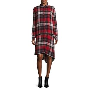 Public School Ilha Plaid Button-Front Drop-Waist Shirtdress